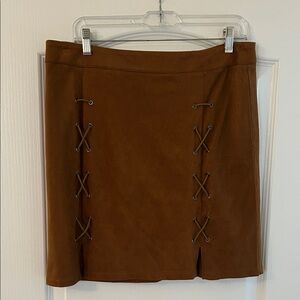 Mango Tan Lace-Up Mini Skirt